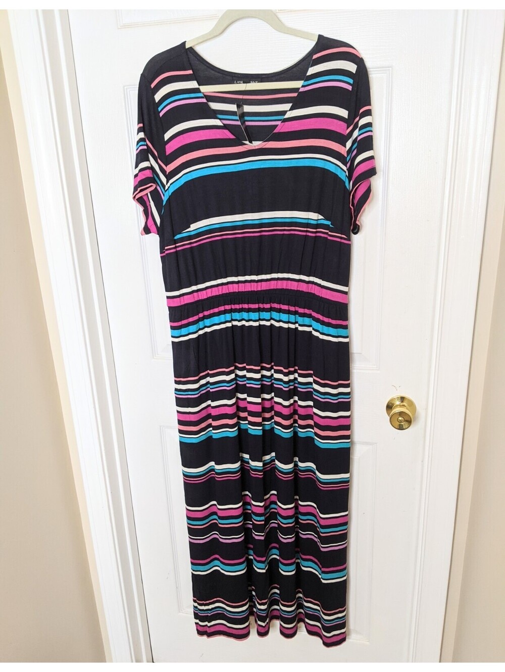 Lane Bryant Striped Maxi Dress Size 14/16 NWT Casual Lightweight Travel BOHO